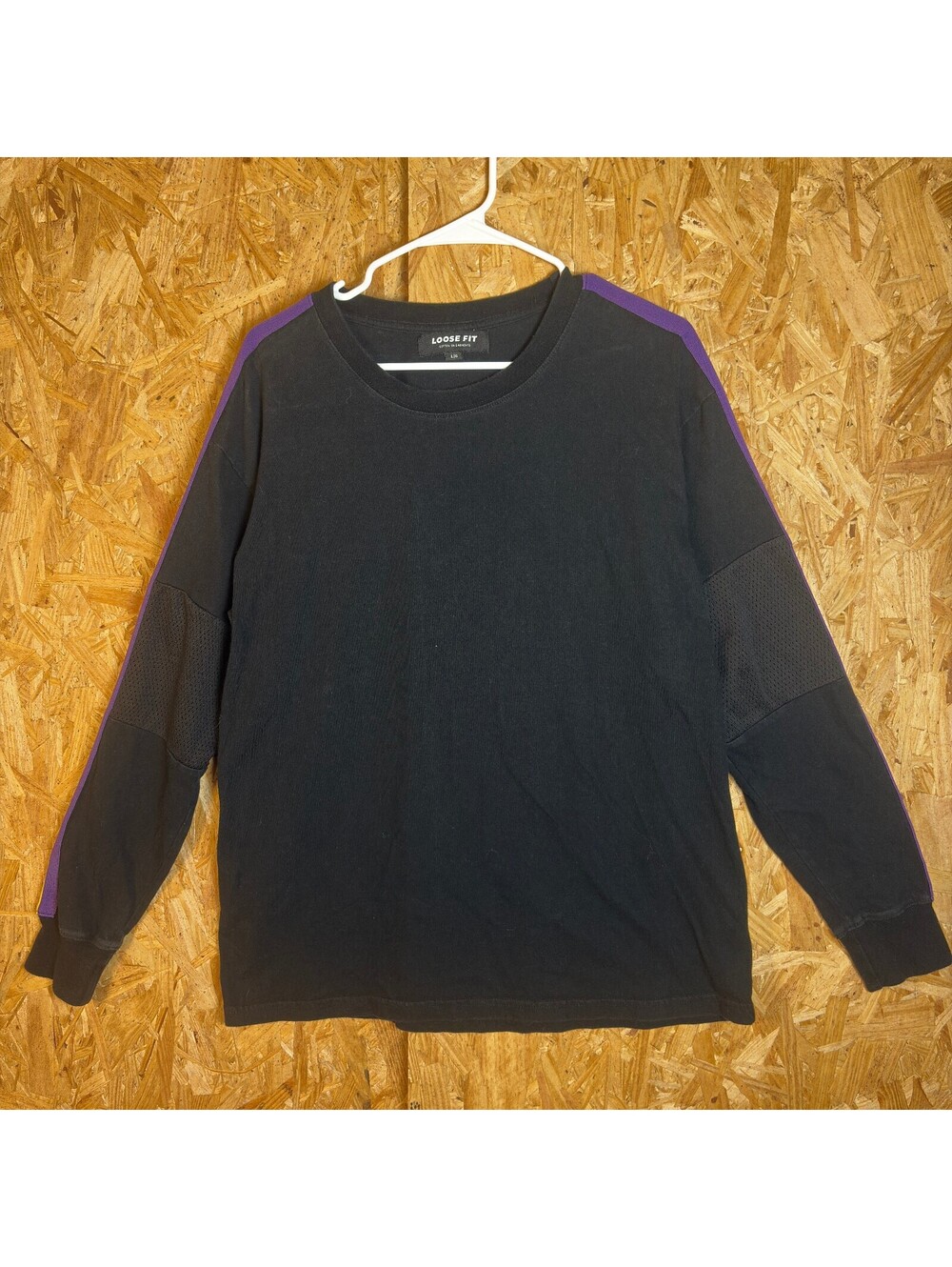 Black Loose Fit Striped Sleeve Long Sleeve Top